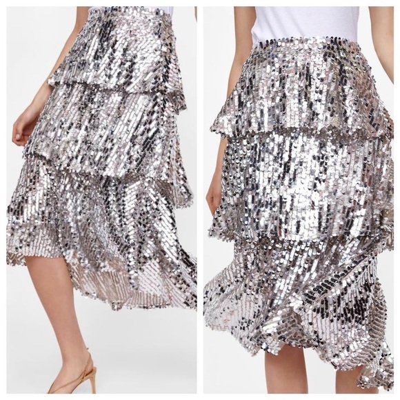 zara sequin skirt